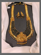 Beautiful Lakshmi Haram With Green Beads - NH00196